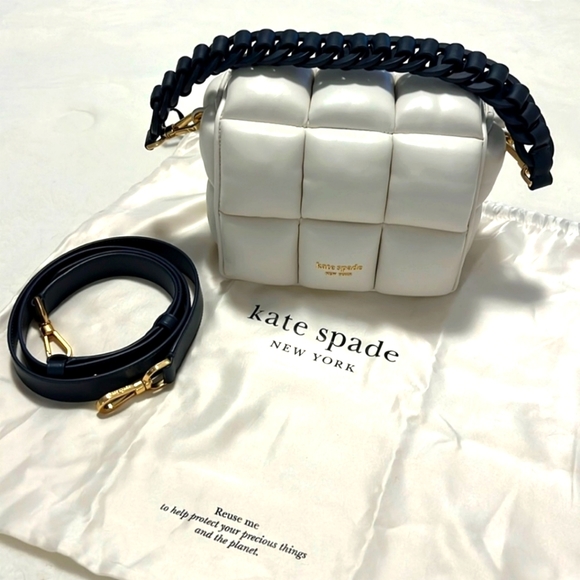 kate spade Handbags - Euc Kate Spade pillow purse white and navy puffy bag